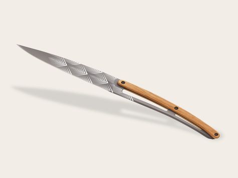 4 Deejo steak knives Prestige, Olive wood / Art Déco